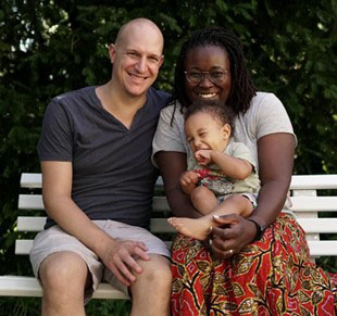 Fungai Mettler with her husband Lukas Mettler (left) and their child, Noa Mettler.