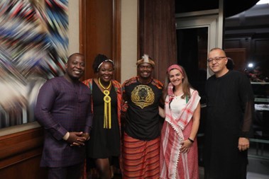 From Left to Right – Enoch Allotey, Fungai Mettler, Muchena Zigomo, Dema Sawalha, Rhssane Bouatlaoui at a MerckEEMEA Corporate Affairs meeting in Instanbul, Türkiye – celebrating diversity, equity and inclusion month. Everyone wore clothes representing their cultural heritage during an evening spent celebrating each other’s achievements and embracing their heritage.